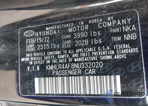 2022 Hyundai Elantra N Line из США, поврежденный, VIN KMHLR4AF8NU332020